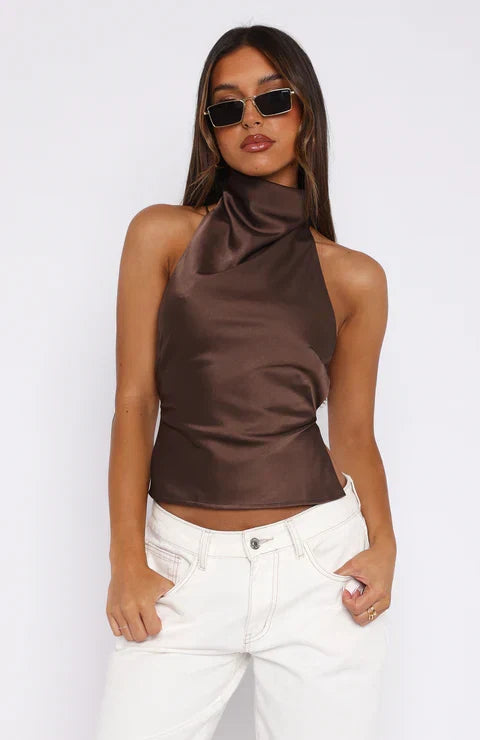 Time Passes Halter Top Merlot