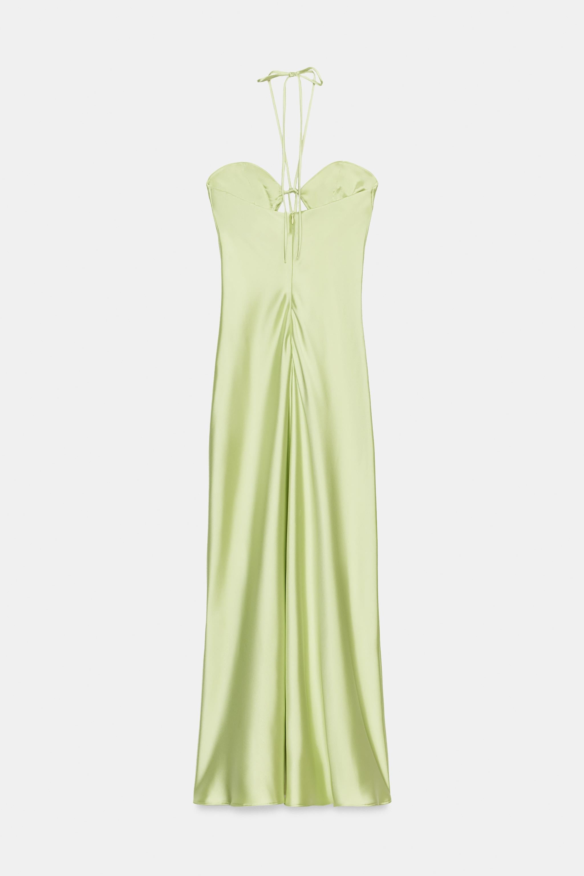 Satin Midi Dress - Lime