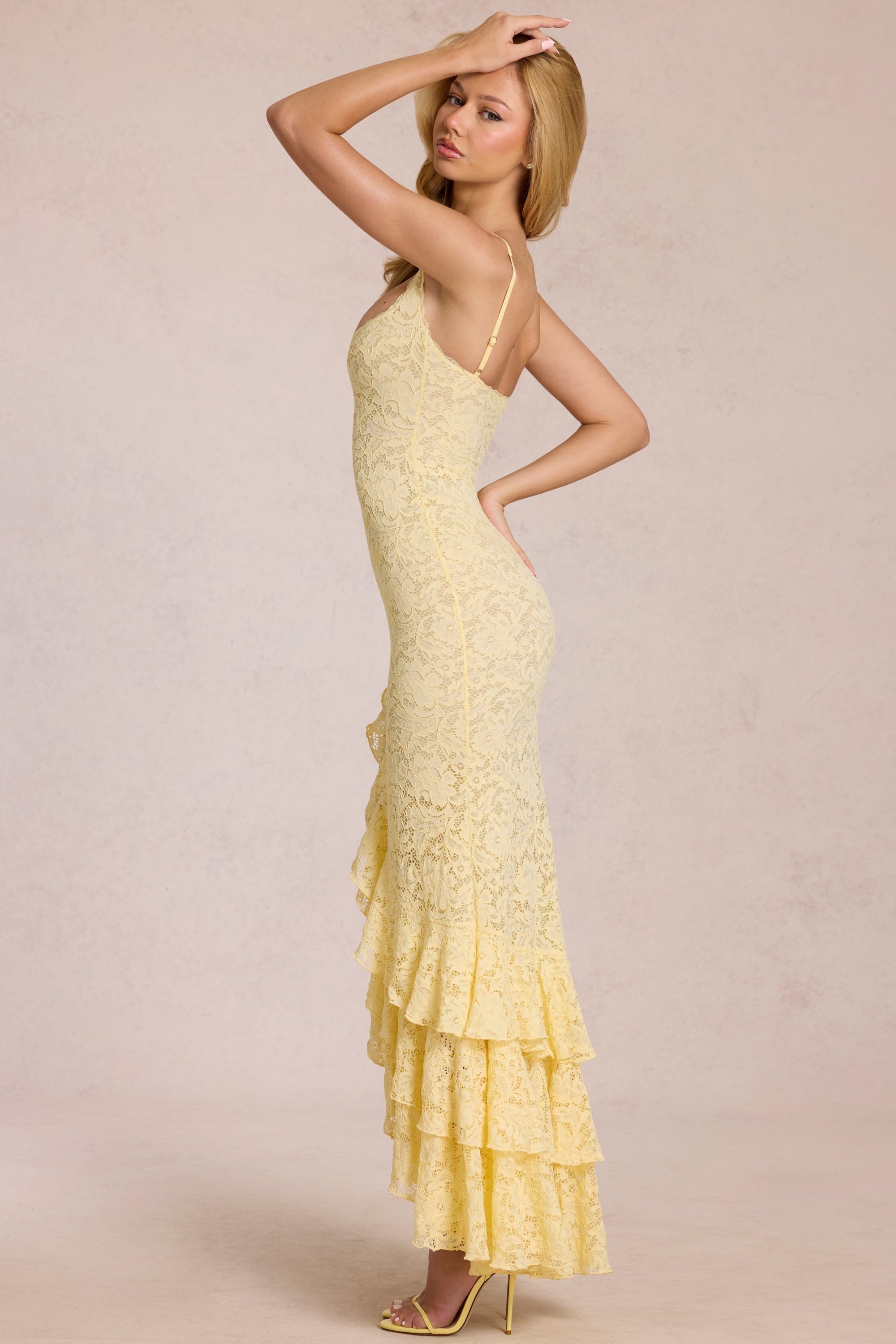 Aria Lace Ruffle Maxi Dress