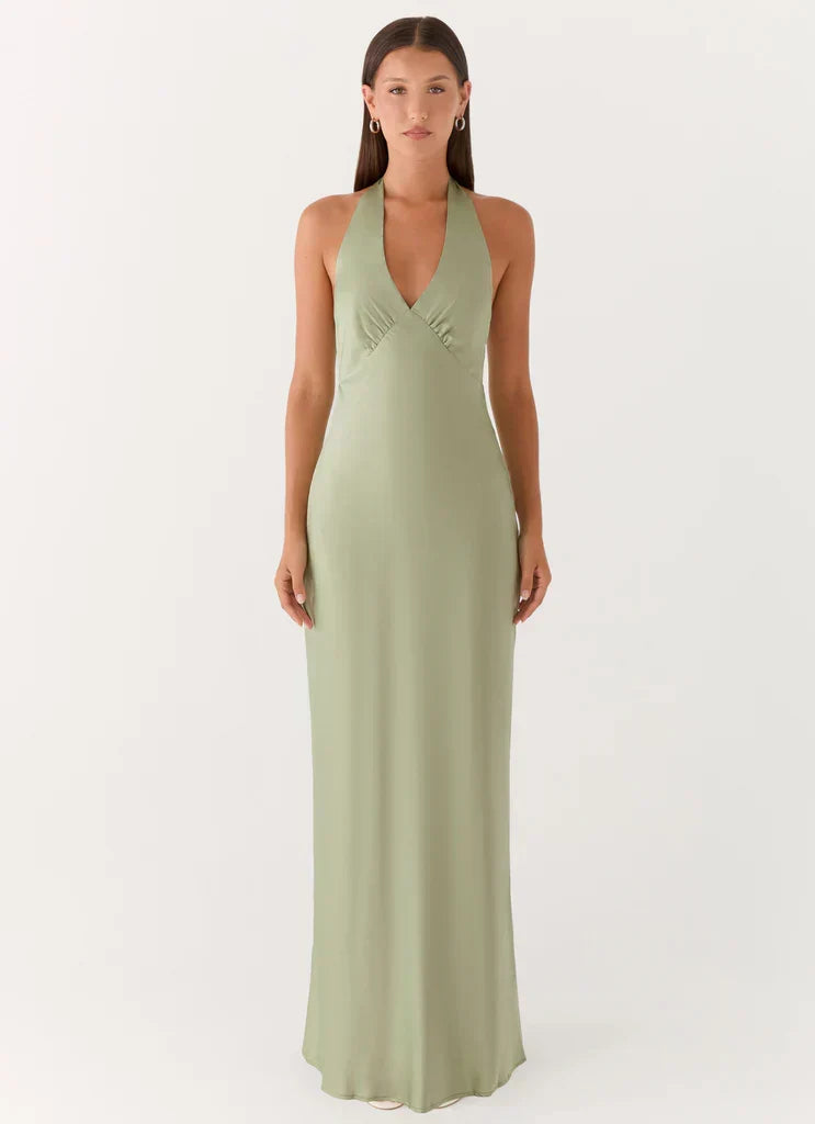 Heavy Hearted Satin Maxi Dress