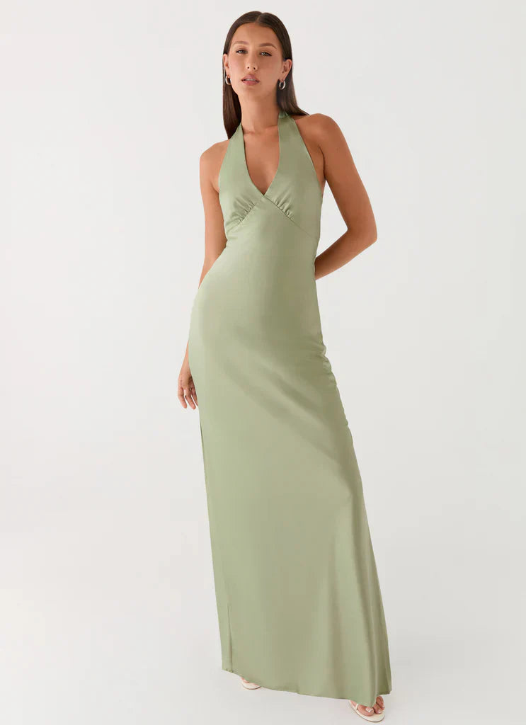 Heavy Hearted Satin Maxi Dress