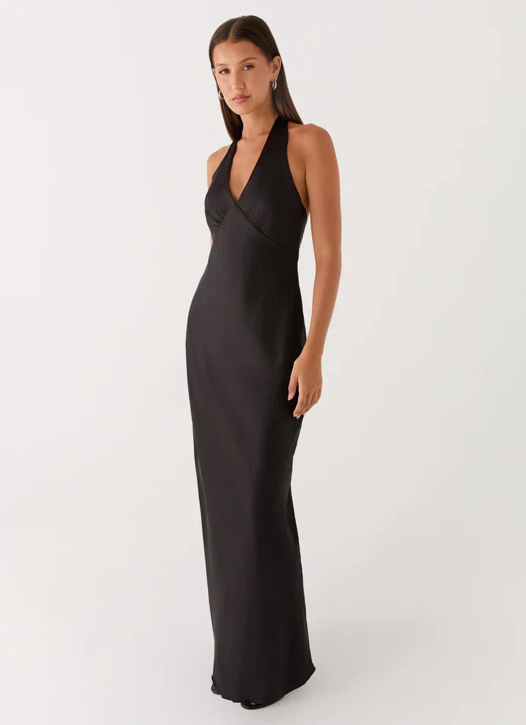 Heavy Hearted Satin Maxi Dress