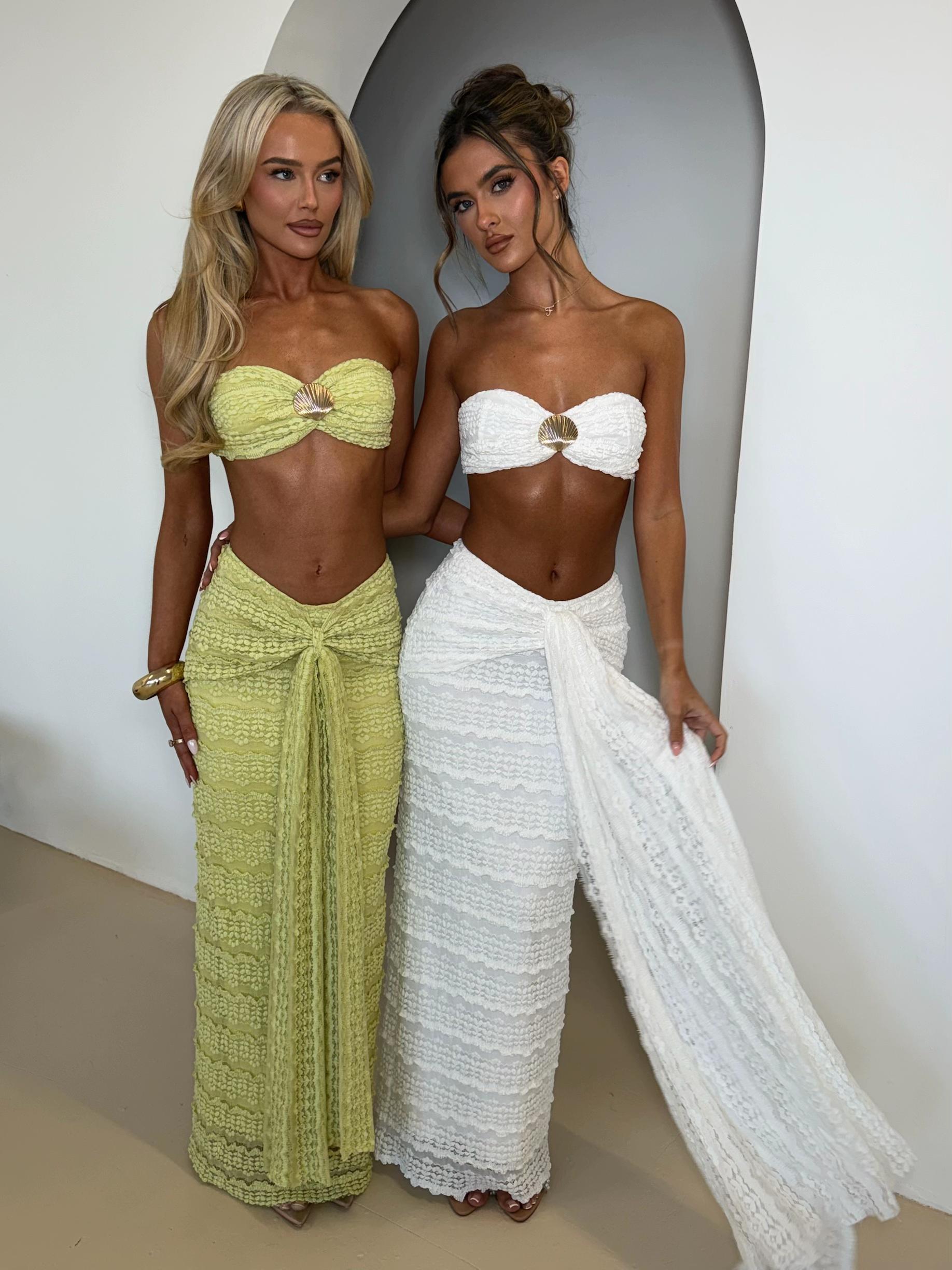 Seashell Detail Top & Draped Maxi Skirt Co-Ord
