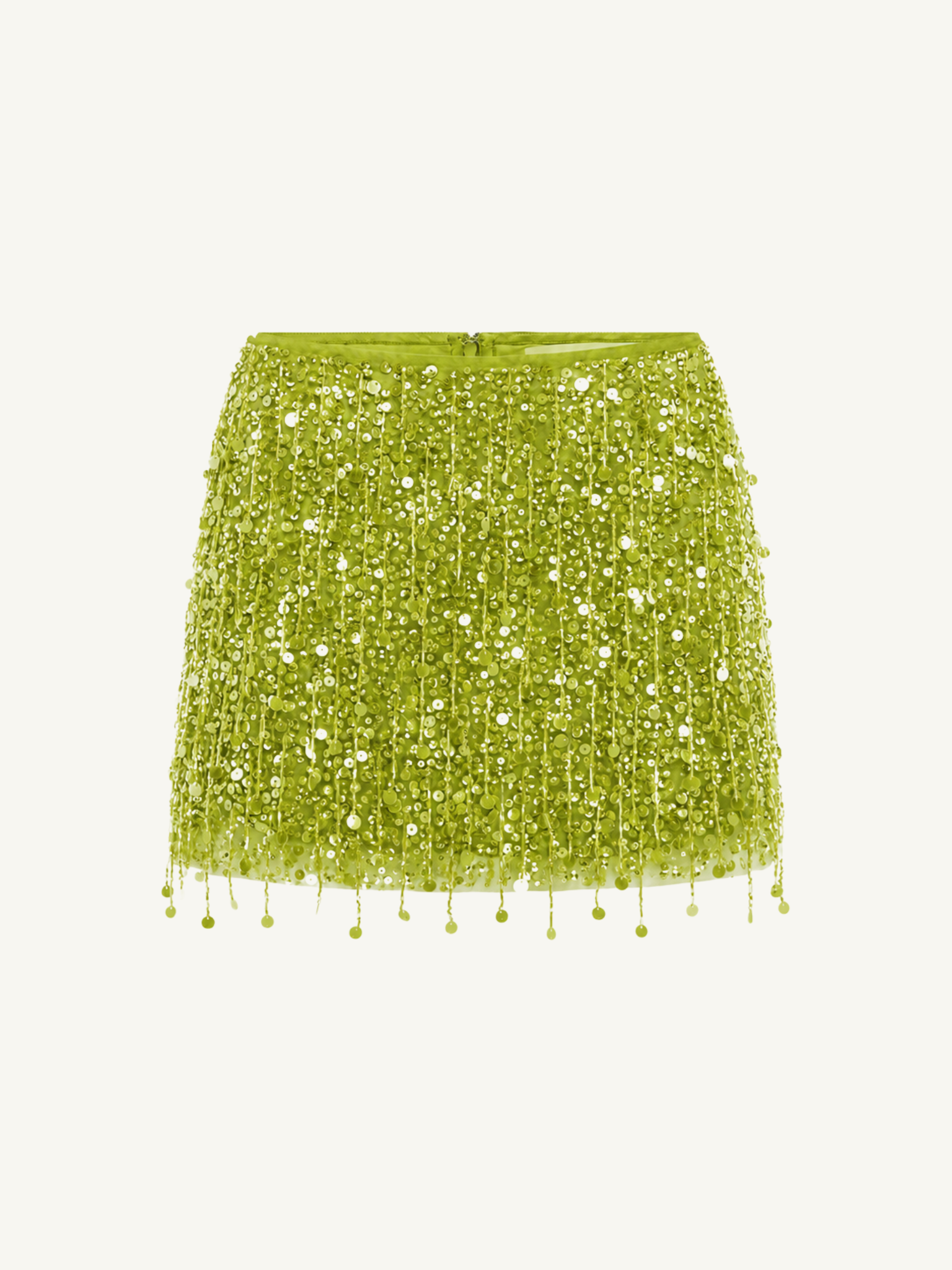 Yasmin Hand Beaded Mini Skirt - Chartreuse Green