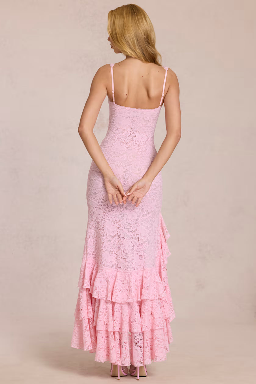 Aria Lace Ruffle Maxi Dress