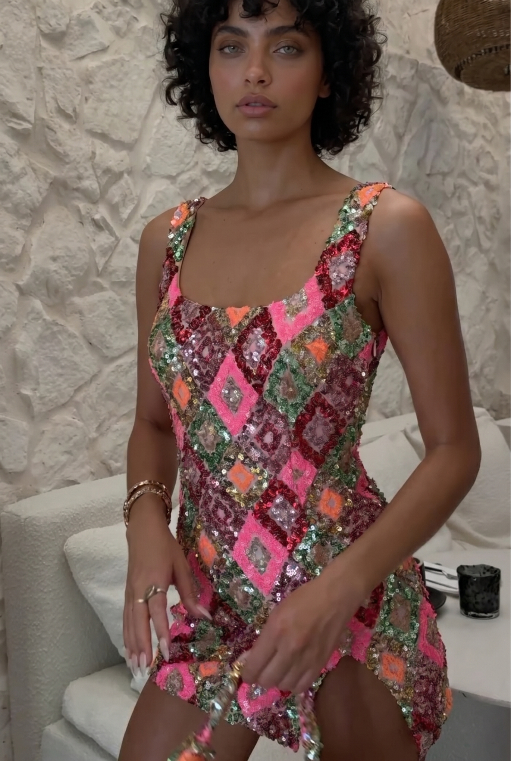 Ecurina Mini Dress - Sage Pink