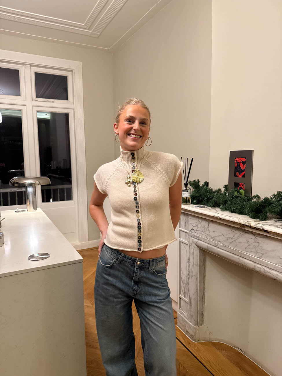 Scandivv short sleeved knit with buttons