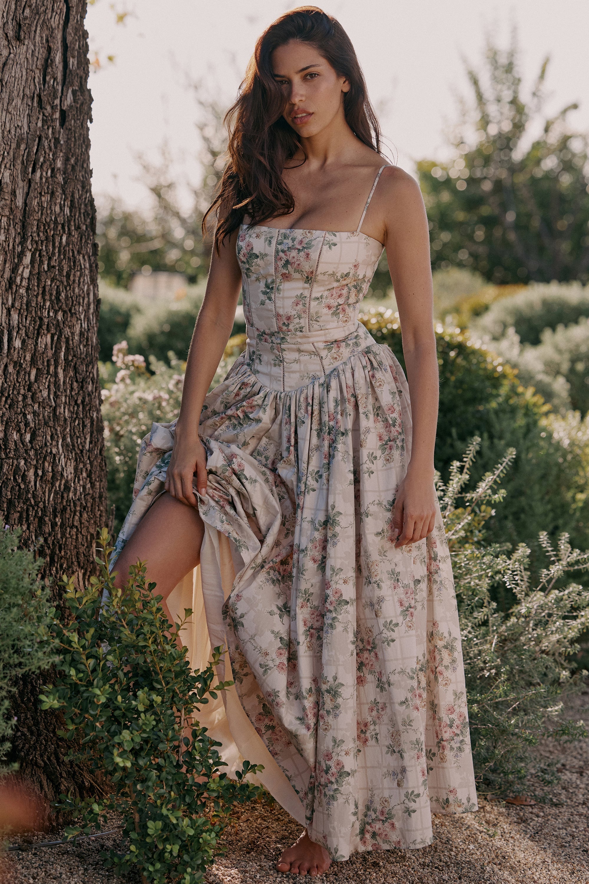 Posy print cotton maxi sundress