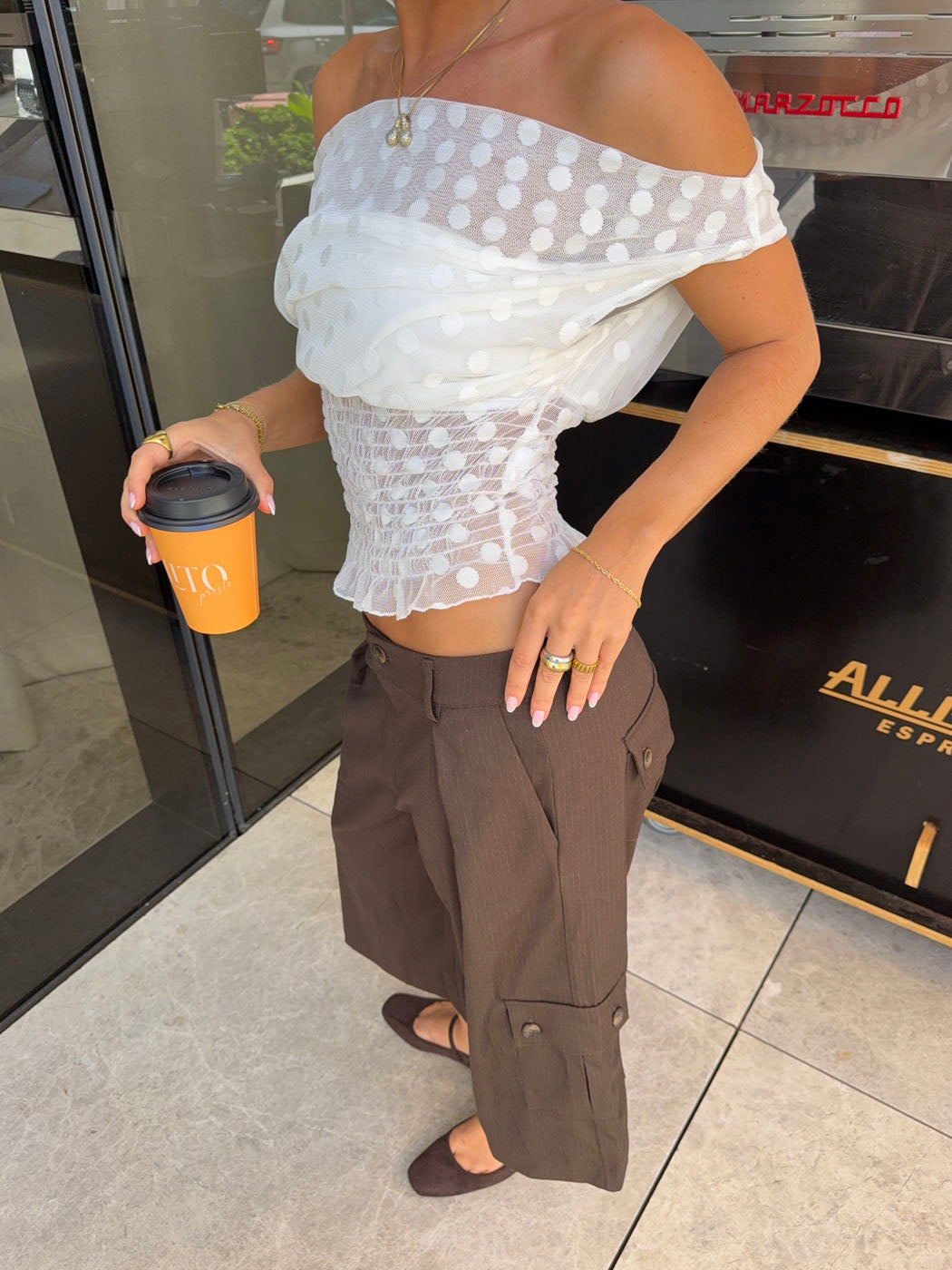 Scandivv mesh top with polka dots