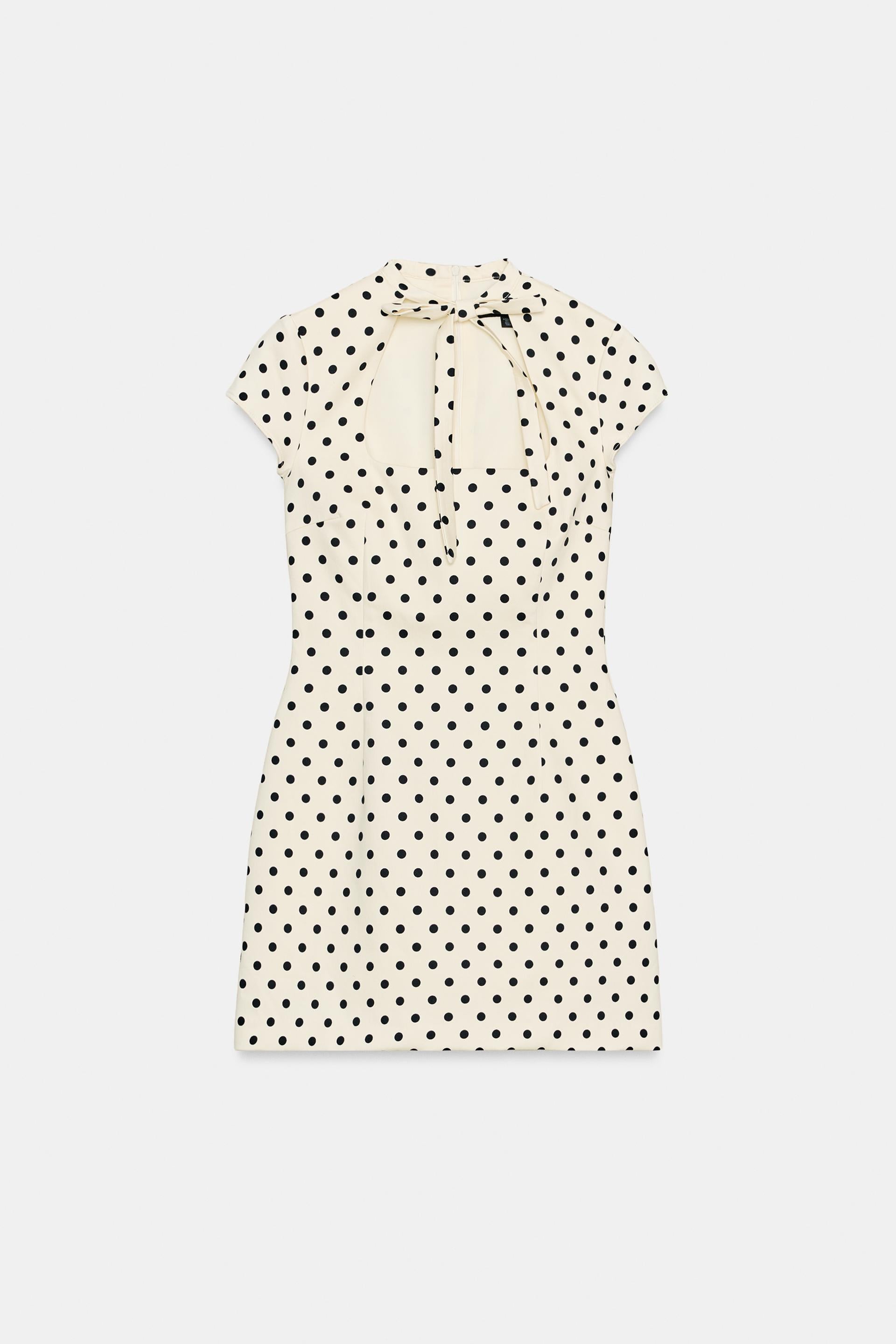 White Polka Dot Mini Dress with Bow