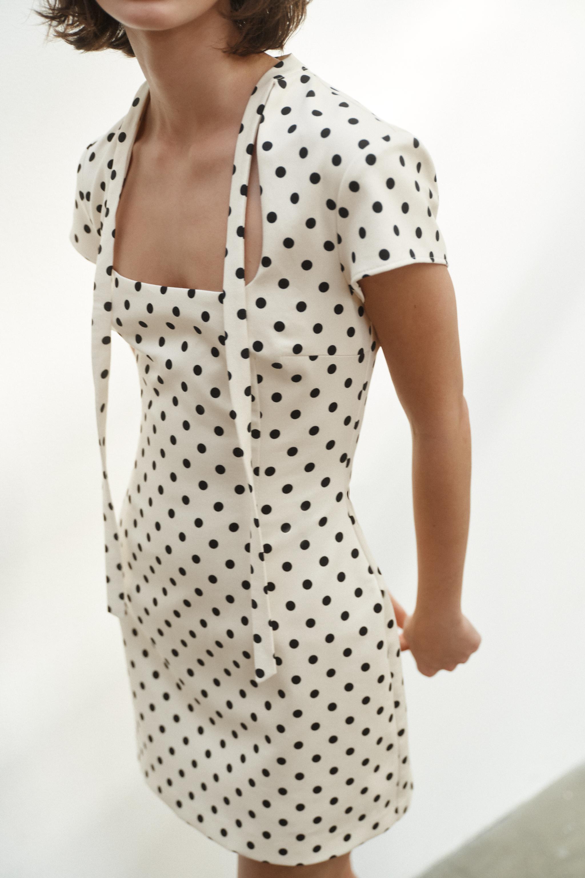 White Polka Dot Mini Dress with Bow