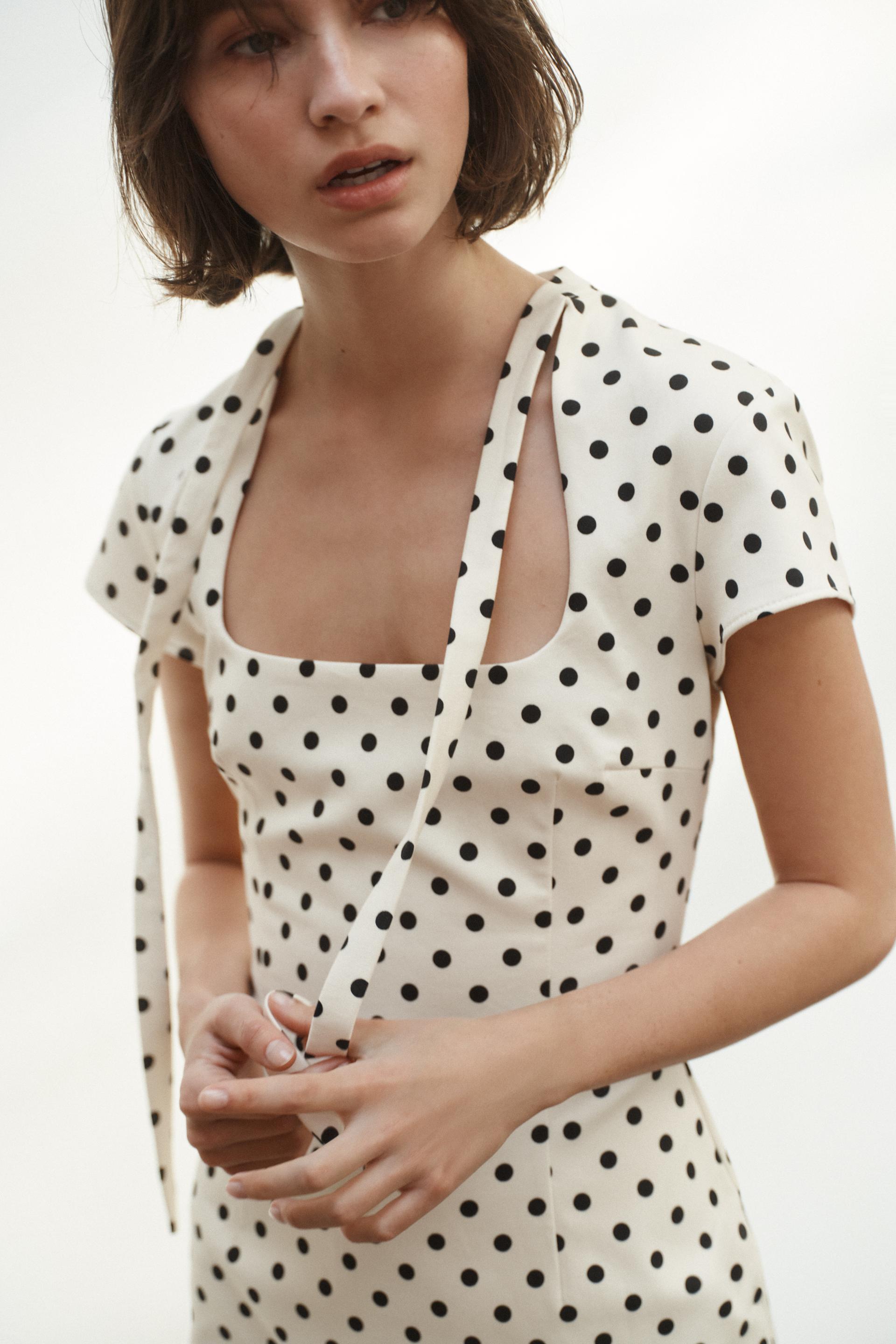 White Polka Dot Mini Dress with Bow