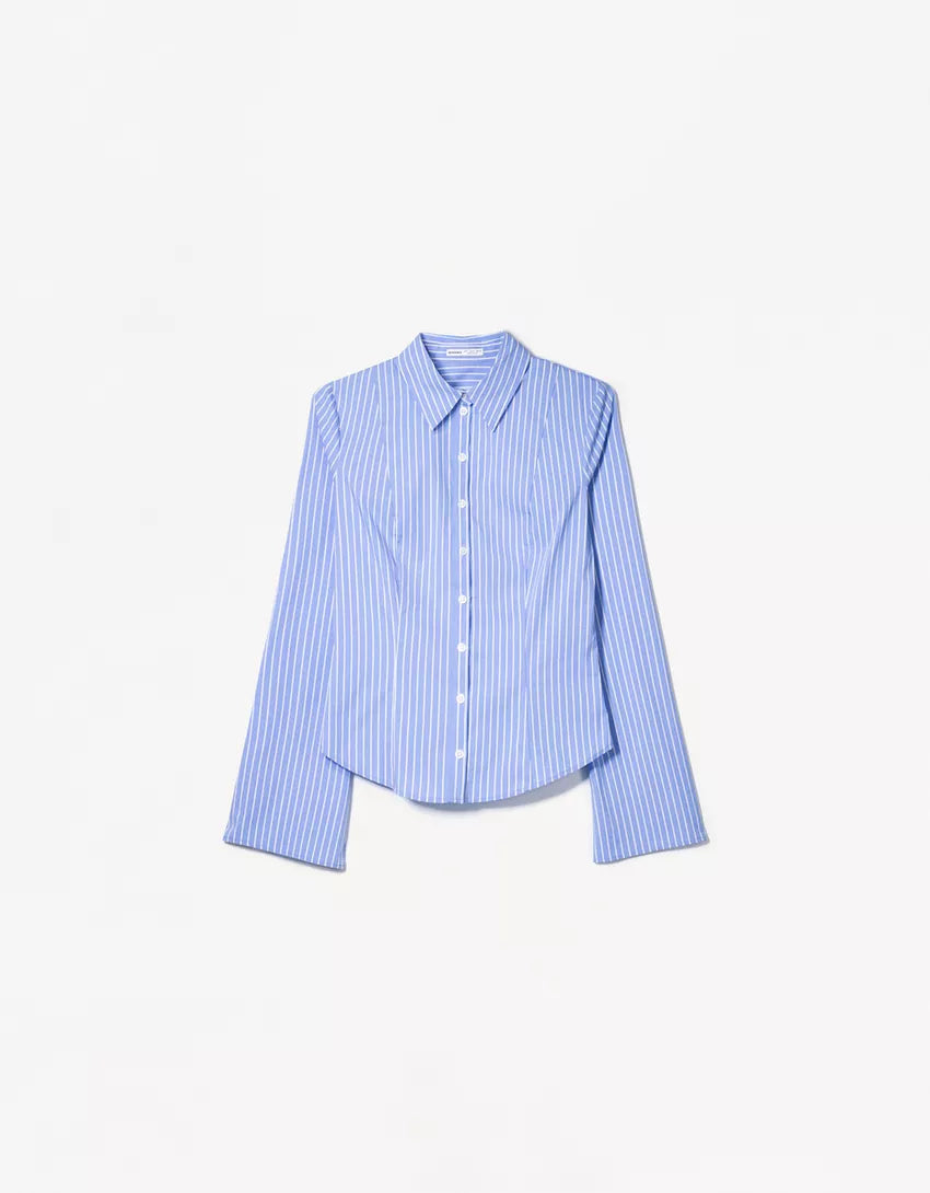 Fitted shirt with bell sleeves