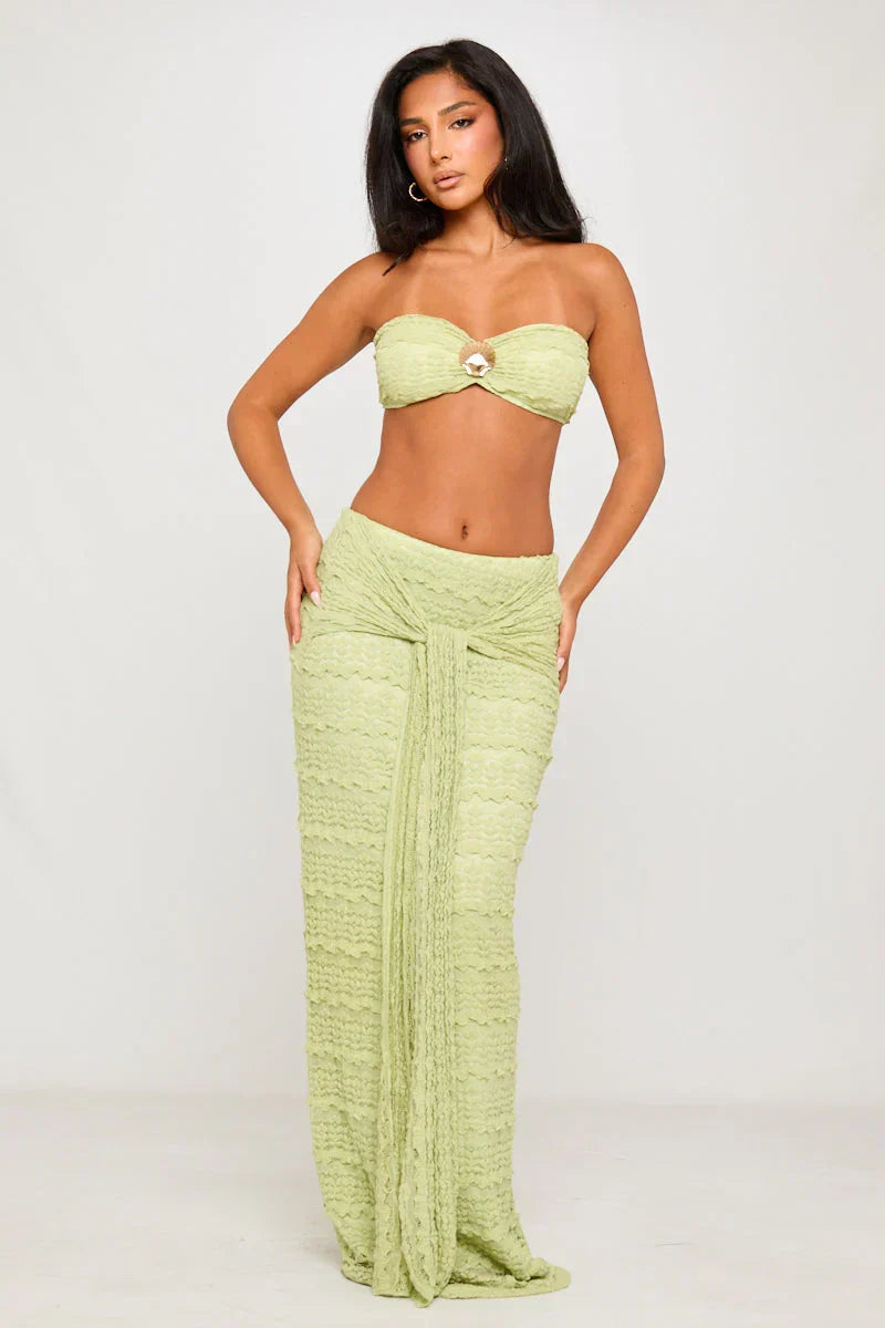 Seashell Detail Top & Draped Maxi Skirt Co-Ord