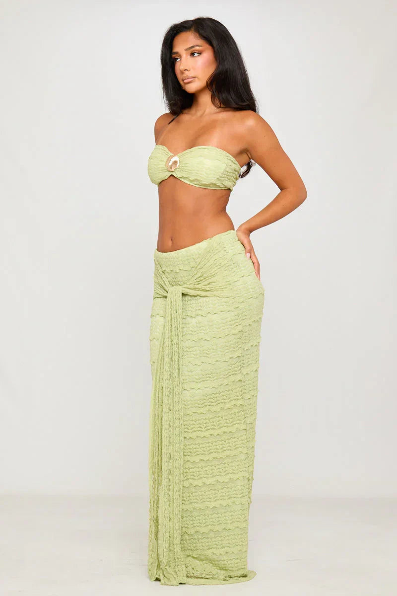 Seashell Detail Top & Draped Maxi Skirt Co-Ord