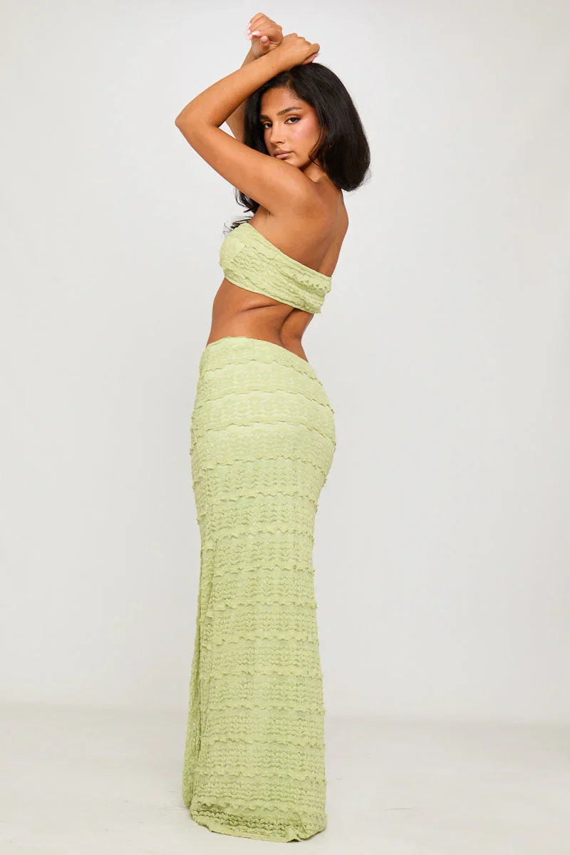 Seashell Detail Top & Draped Maxi Skirt Co-Ord