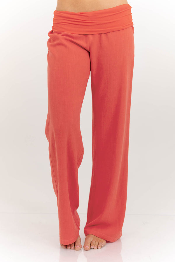 Coral Foldover Trousers