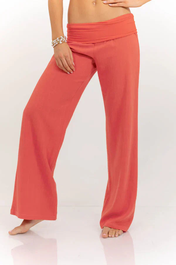 Coral Foldover Trousers