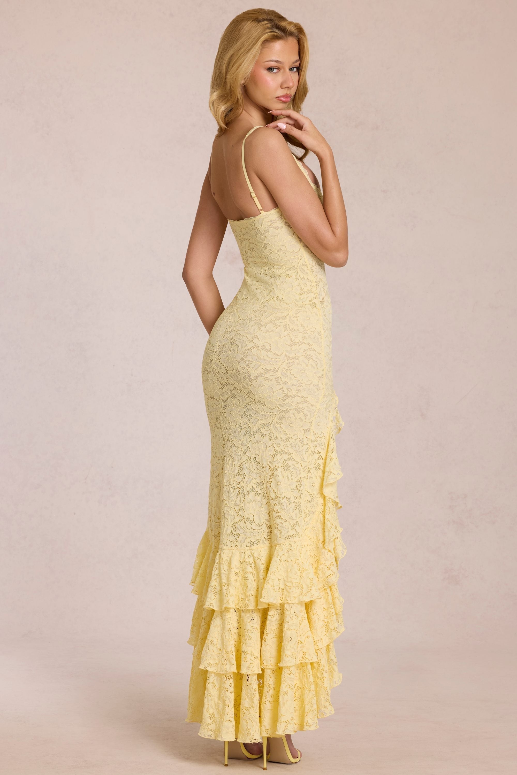 Aria Lace Ruffle Maxi Dress