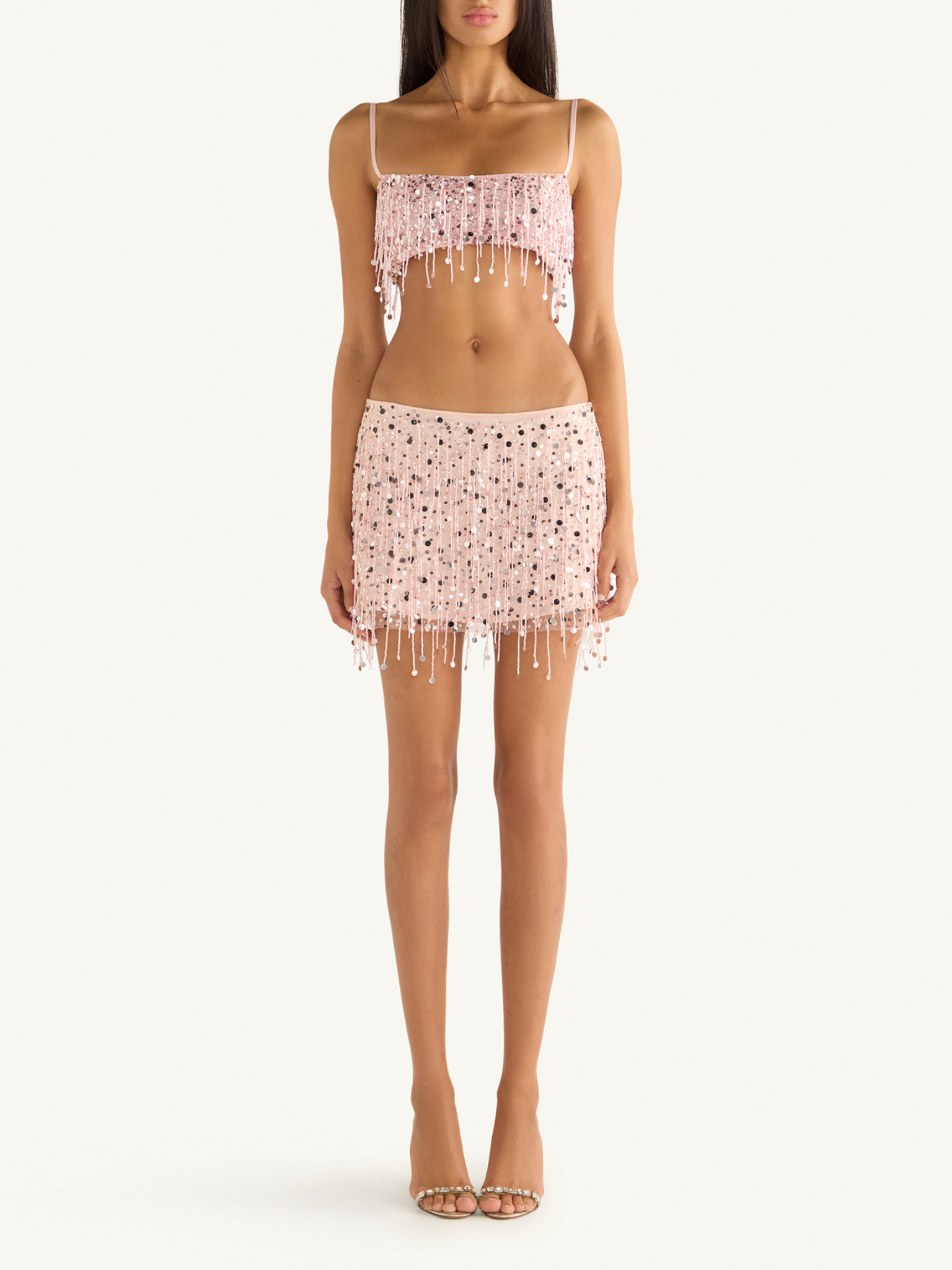 Yasmin Hand Beaded Bralette - Powder Pink