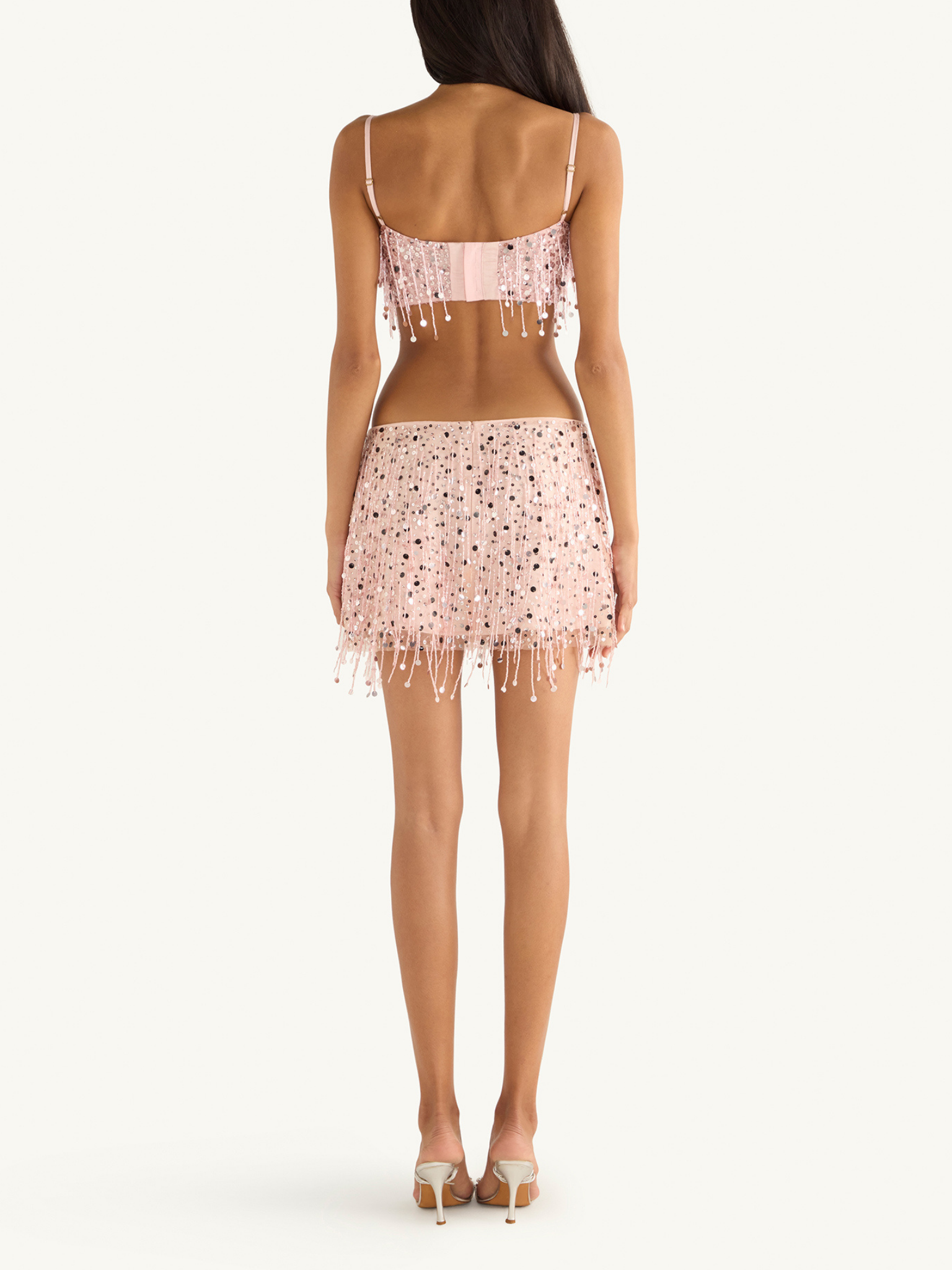 Yasmin Hand Beaded Bralette - Powder Pink