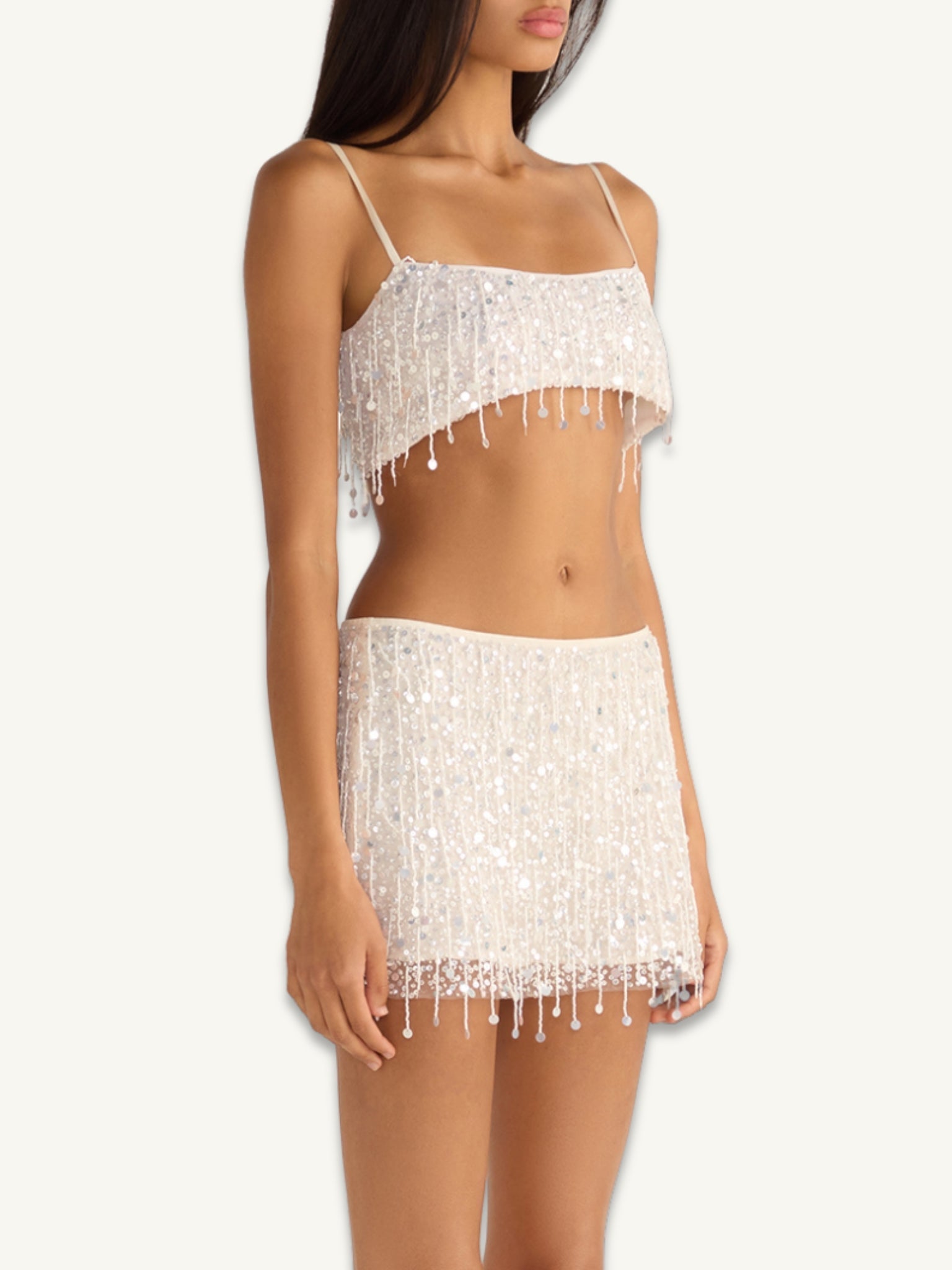 Yasmin Hand Beaded Bralette - Natural
