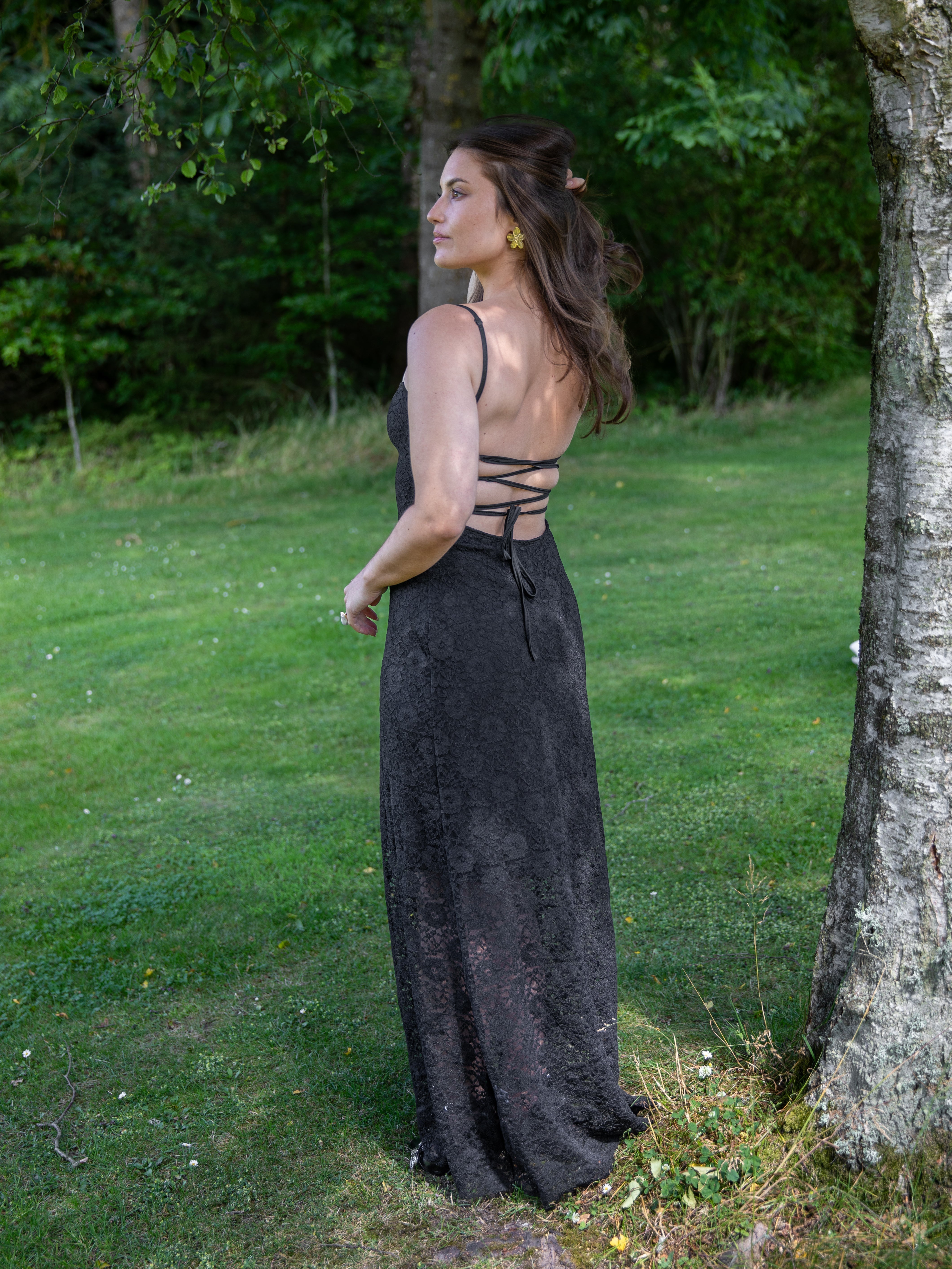 Oura maxi lace dress Black