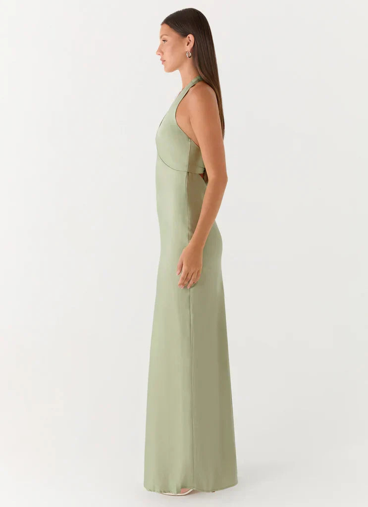 Heavy Hearted Satin Maxi Dress