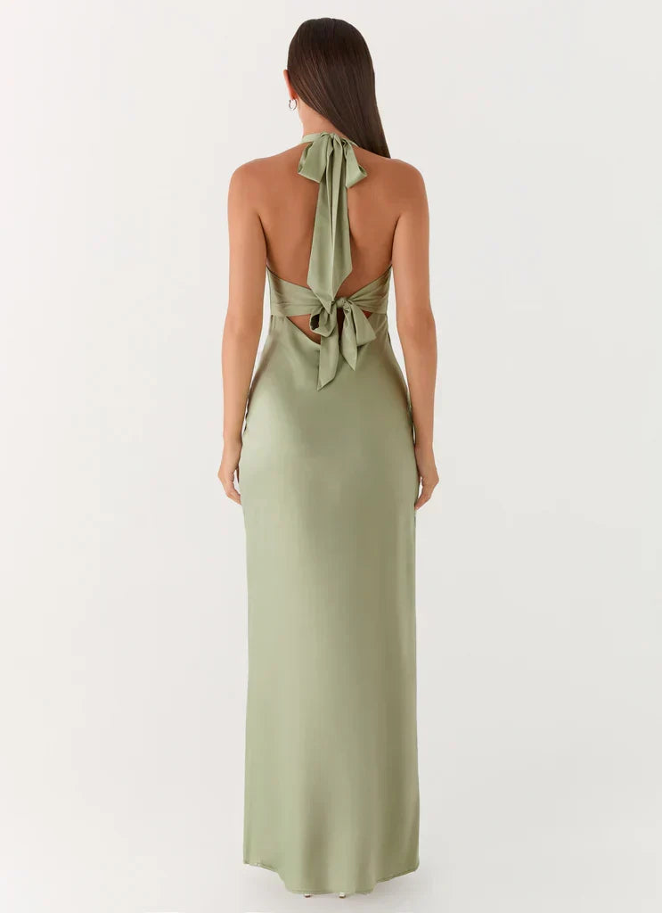 Heavy Hearted Satin Maxi Dress