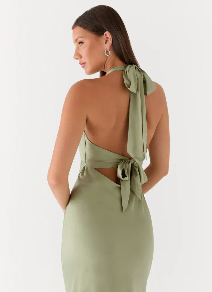 Heavy Hearted Satin Maxi Dress