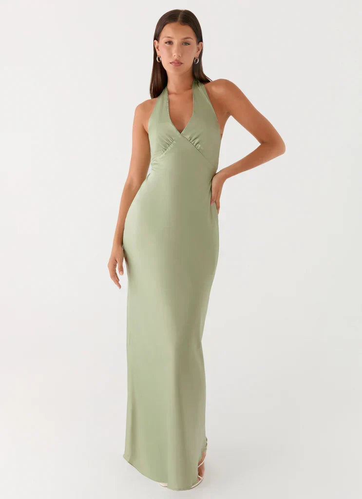 Heavy Hearted Satin Maxi Dress