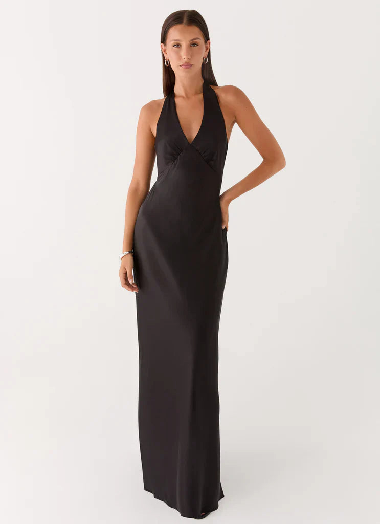 Heavy Hearted Satin Maxi Dress