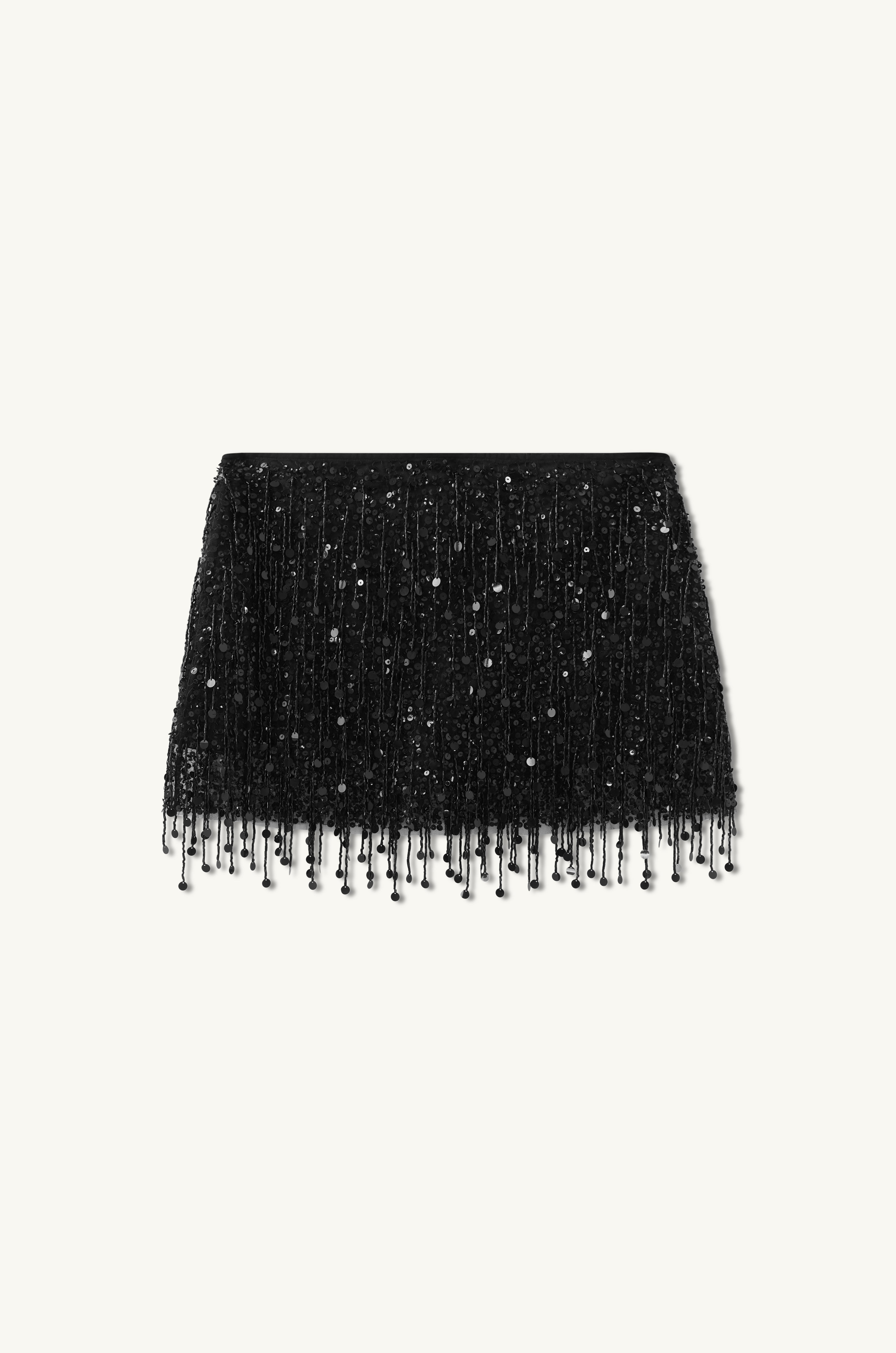 Yasmin Hand Beaded Mini Skirt - Black