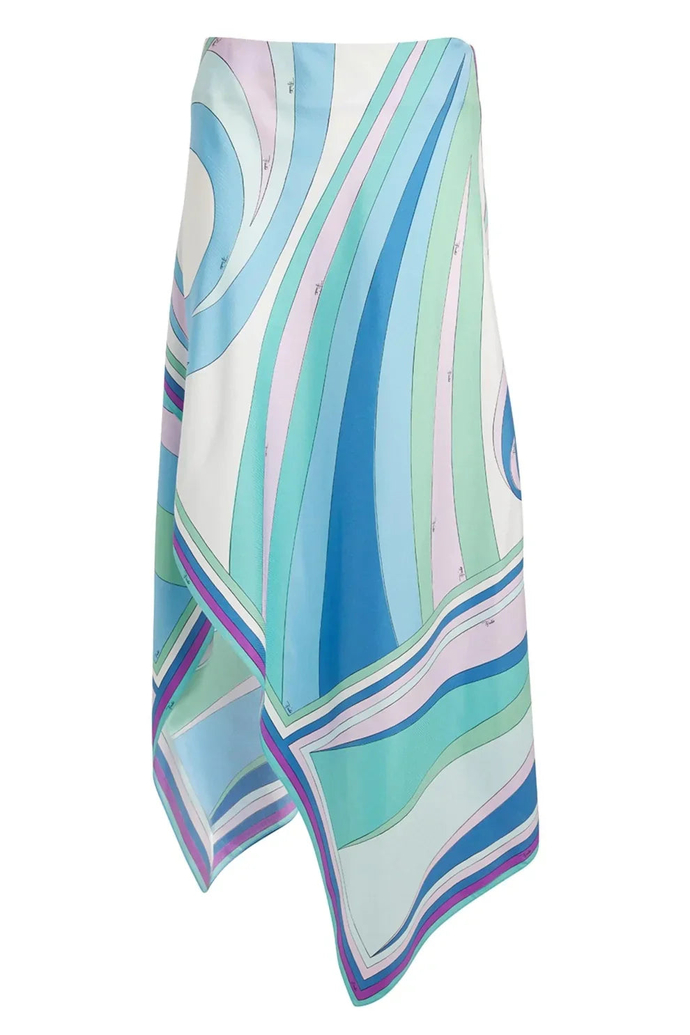 Satin Halter Neck Mini Top & Scarf Print Mid Waist Midi Skirt Set