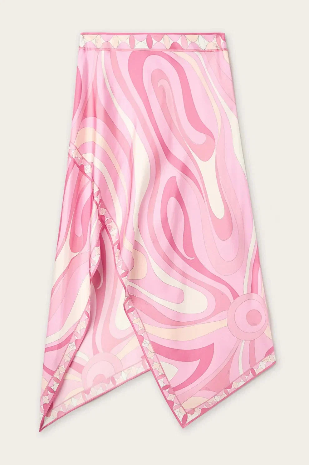 Satin Halter Neck Mini Top & Scarf Print Mid Waist Midi Skirt Set