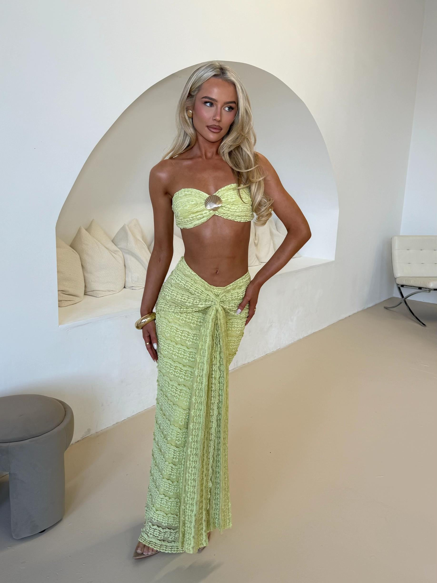 Seashell Detail Top & Draped Maxi Skirt Co-Ord