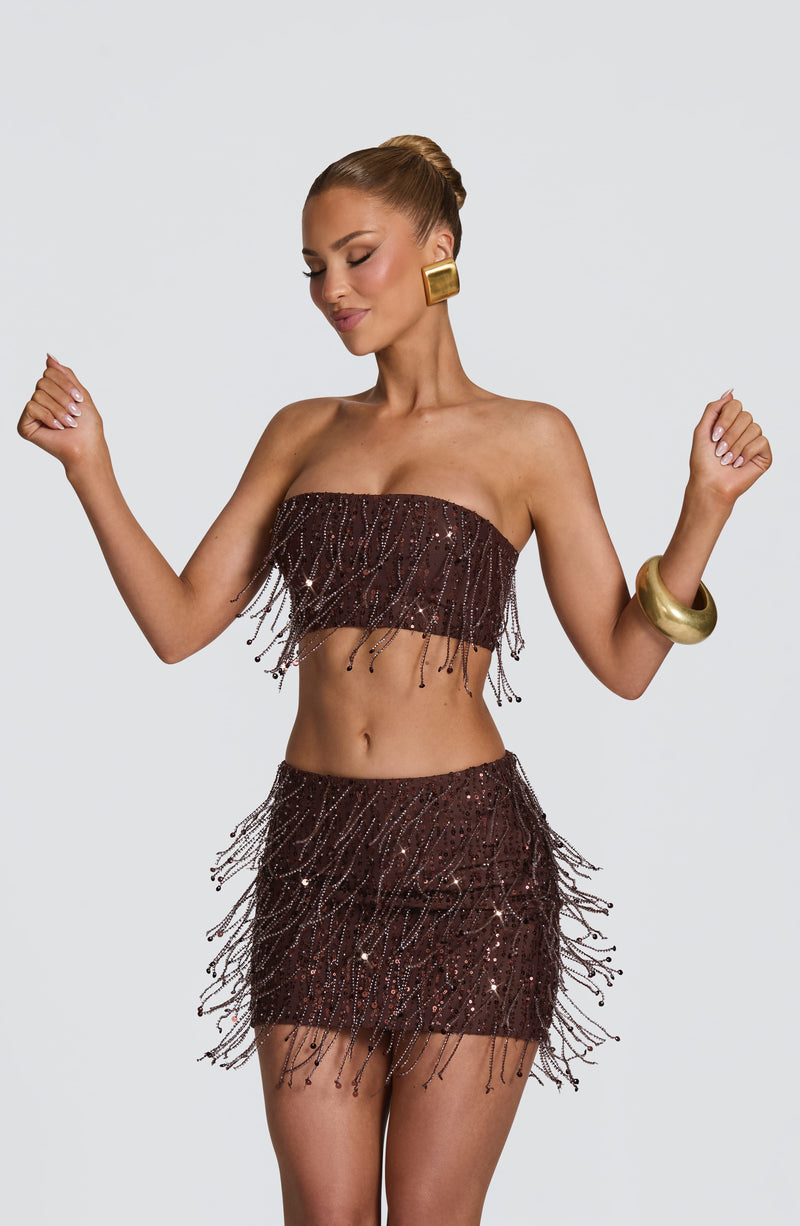 Blaise Mini Skirt - Plum Brown