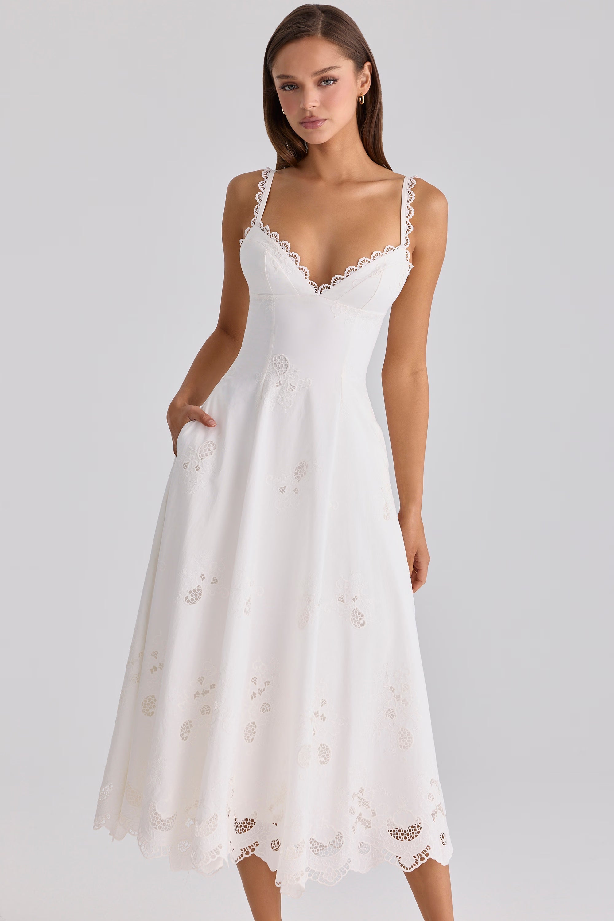 Cotton broderie anglaise midi sundress