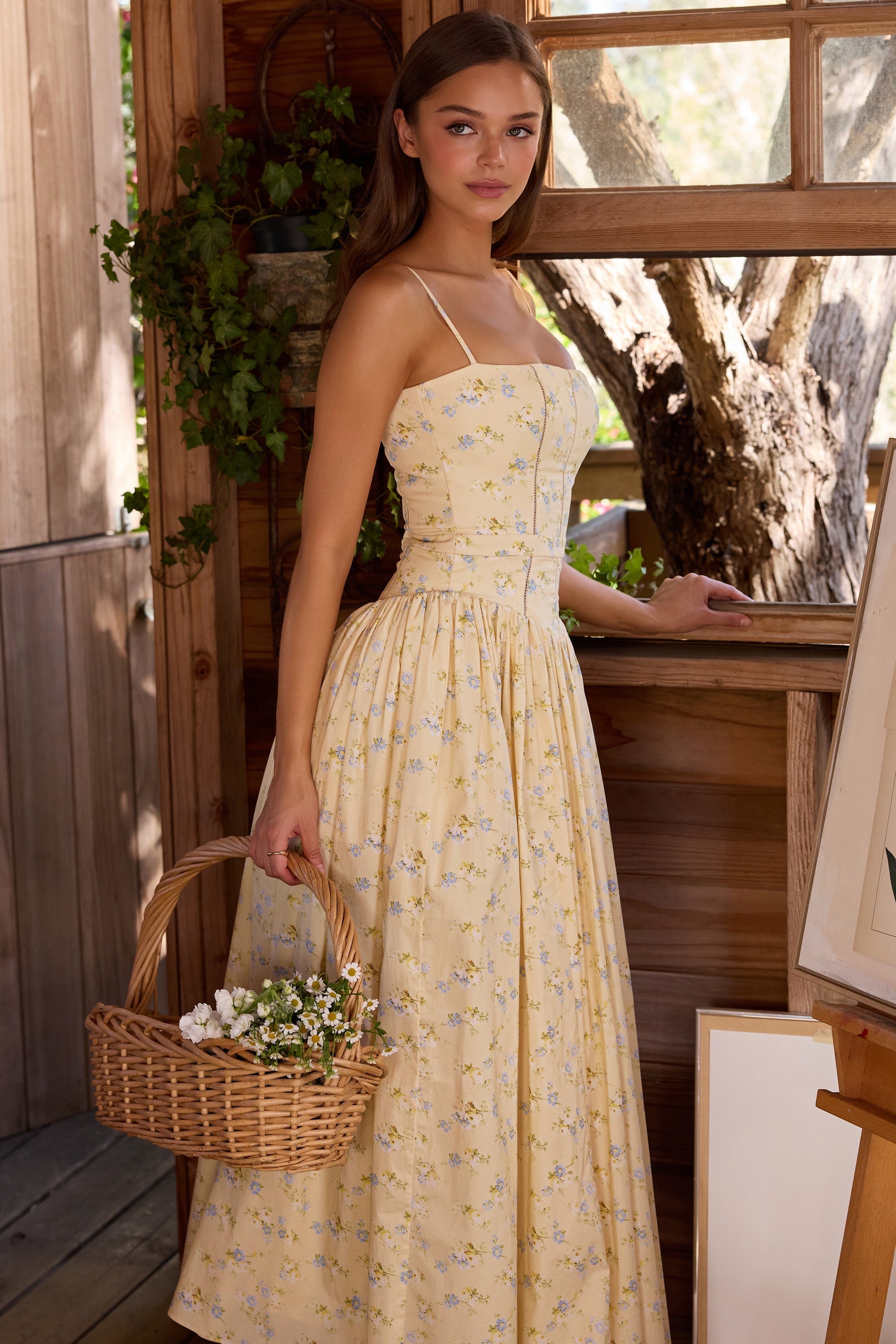 Posy print cotton maxi sundress