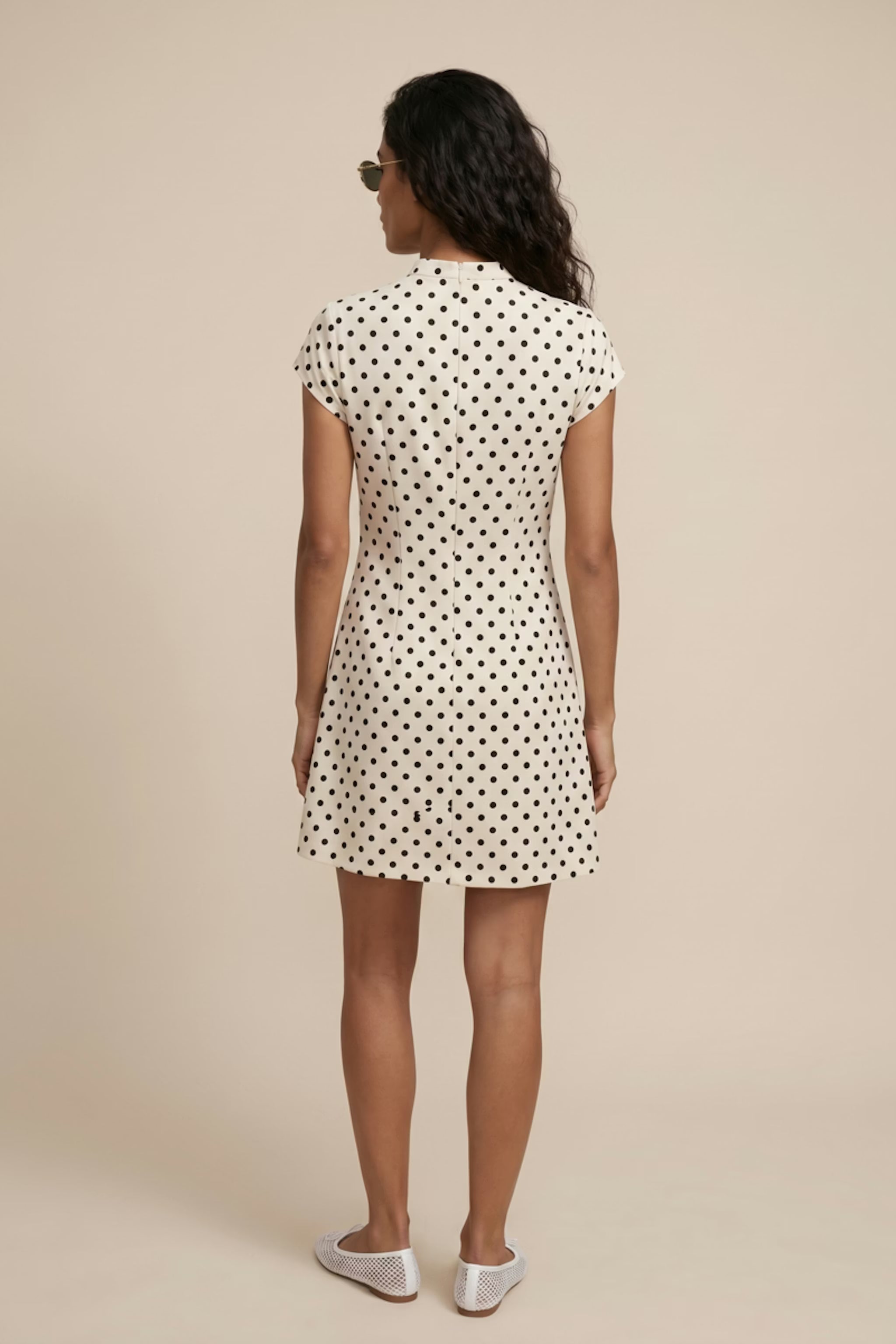 White Polka Dot Mini Dress with Bow