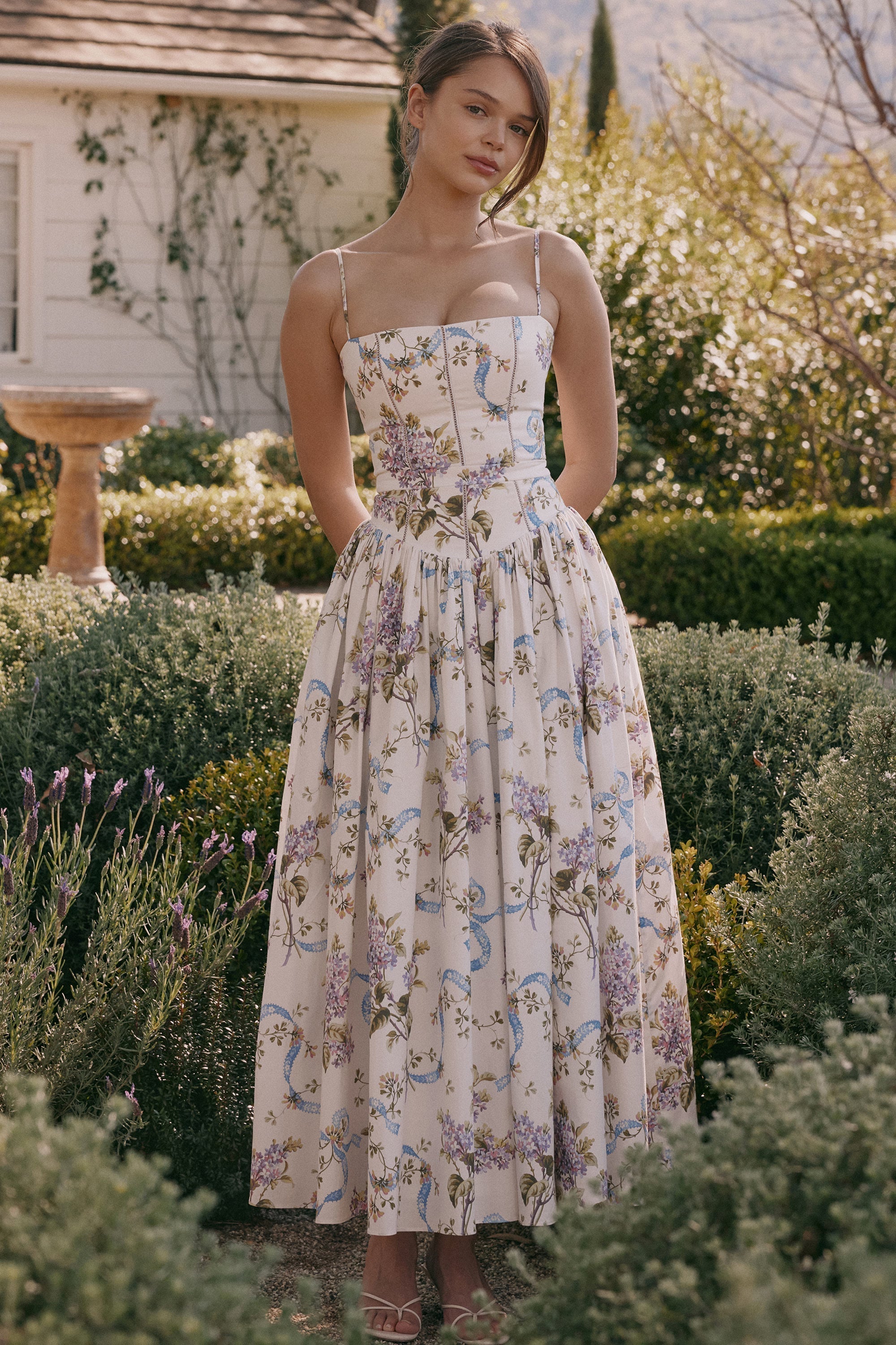Posy print cotton maxi sundress