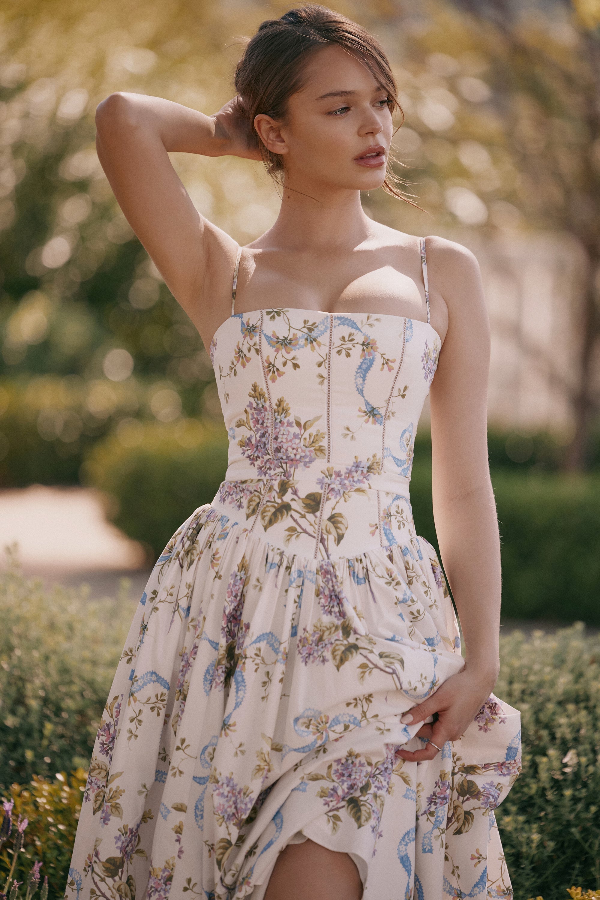 Posy print cotton maxi sundress