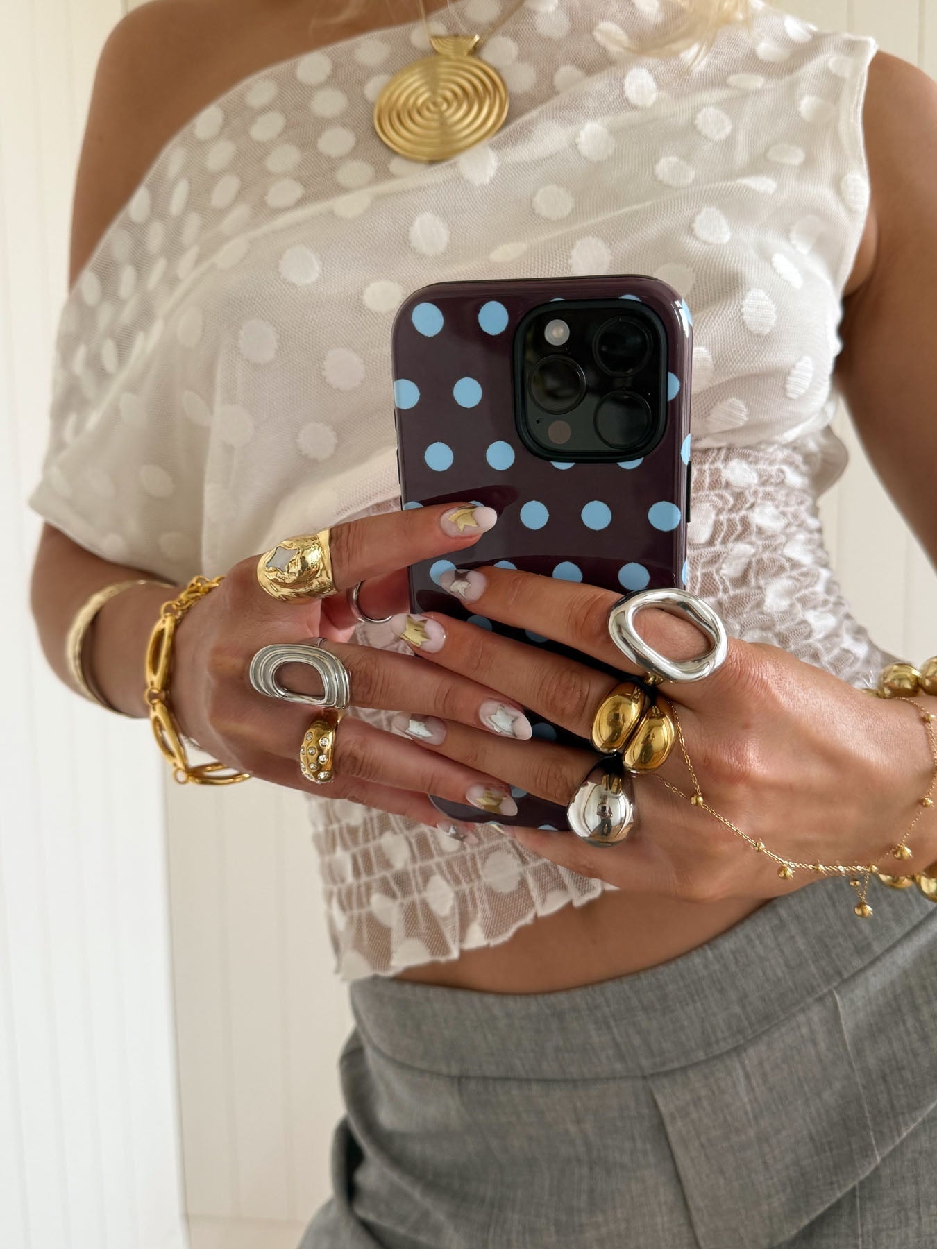 Scandivv mesh top with polka dots