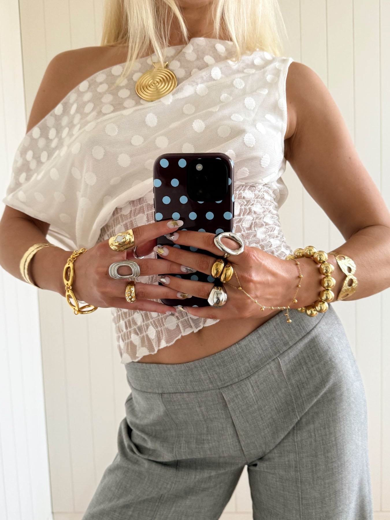 Scandivv mesh top with polka dots