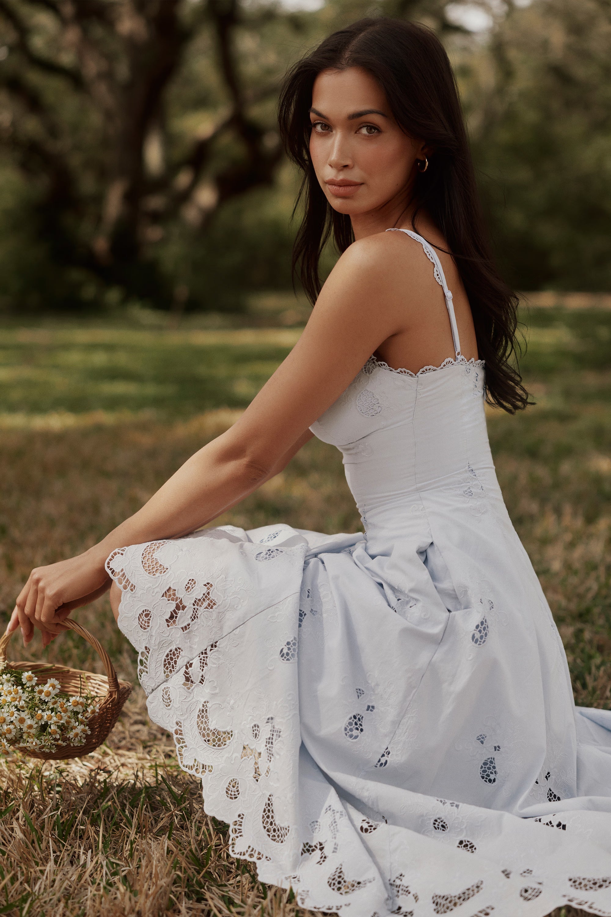 Cotton broderie anglaise midi sundress