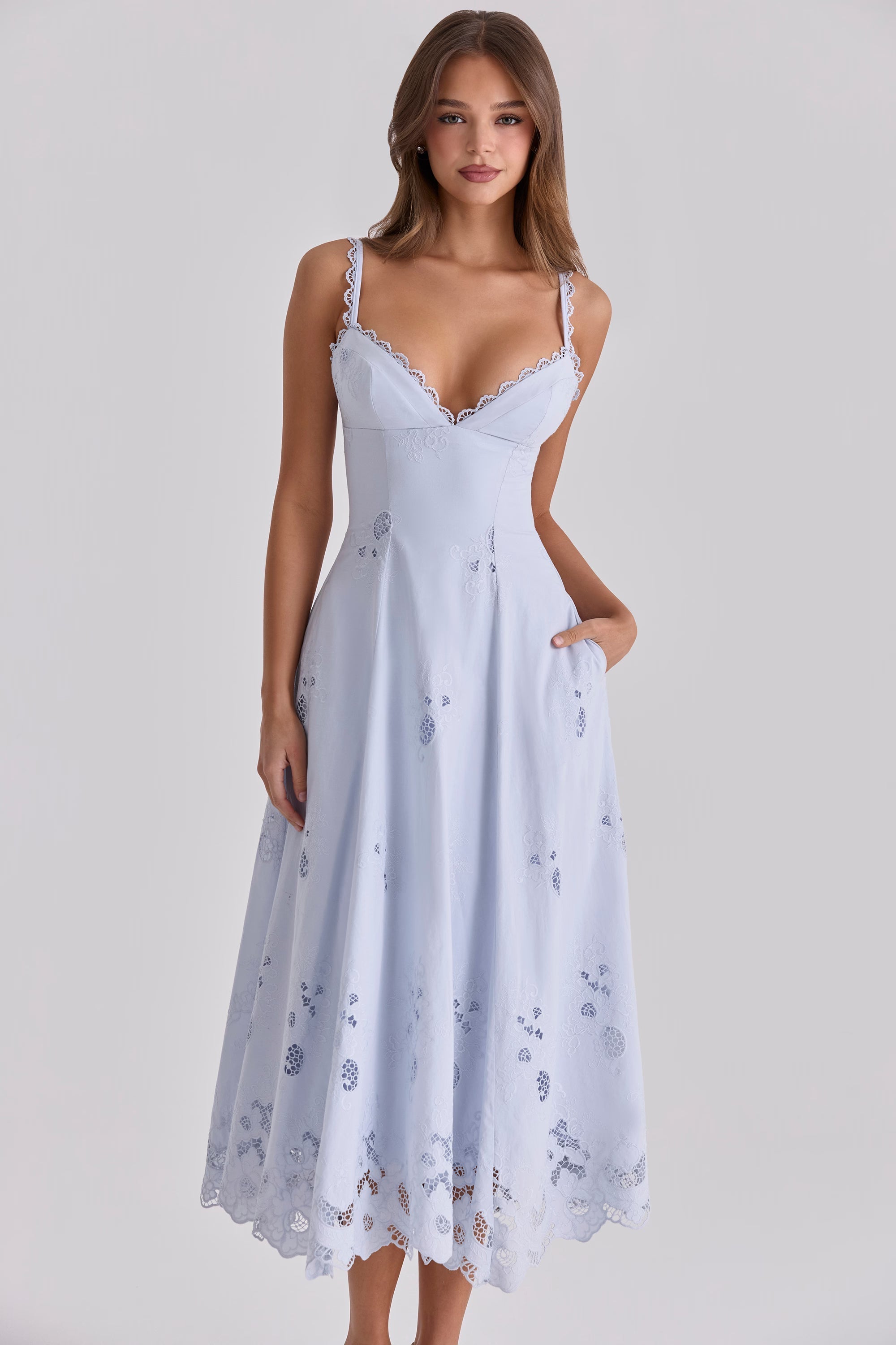 Cotton broderie anglaise midi sundress