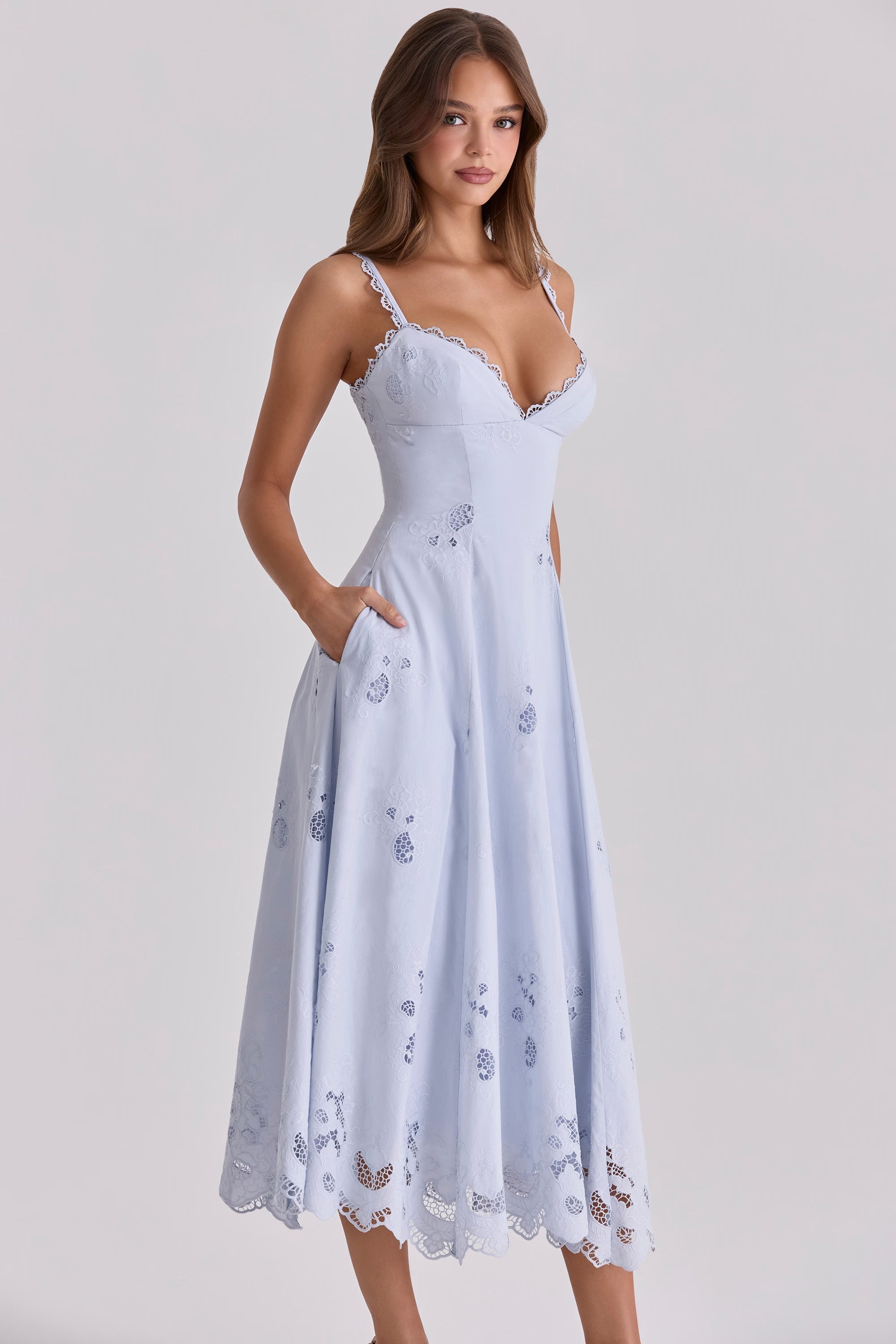 Cotton broderie anglaise midi sundress