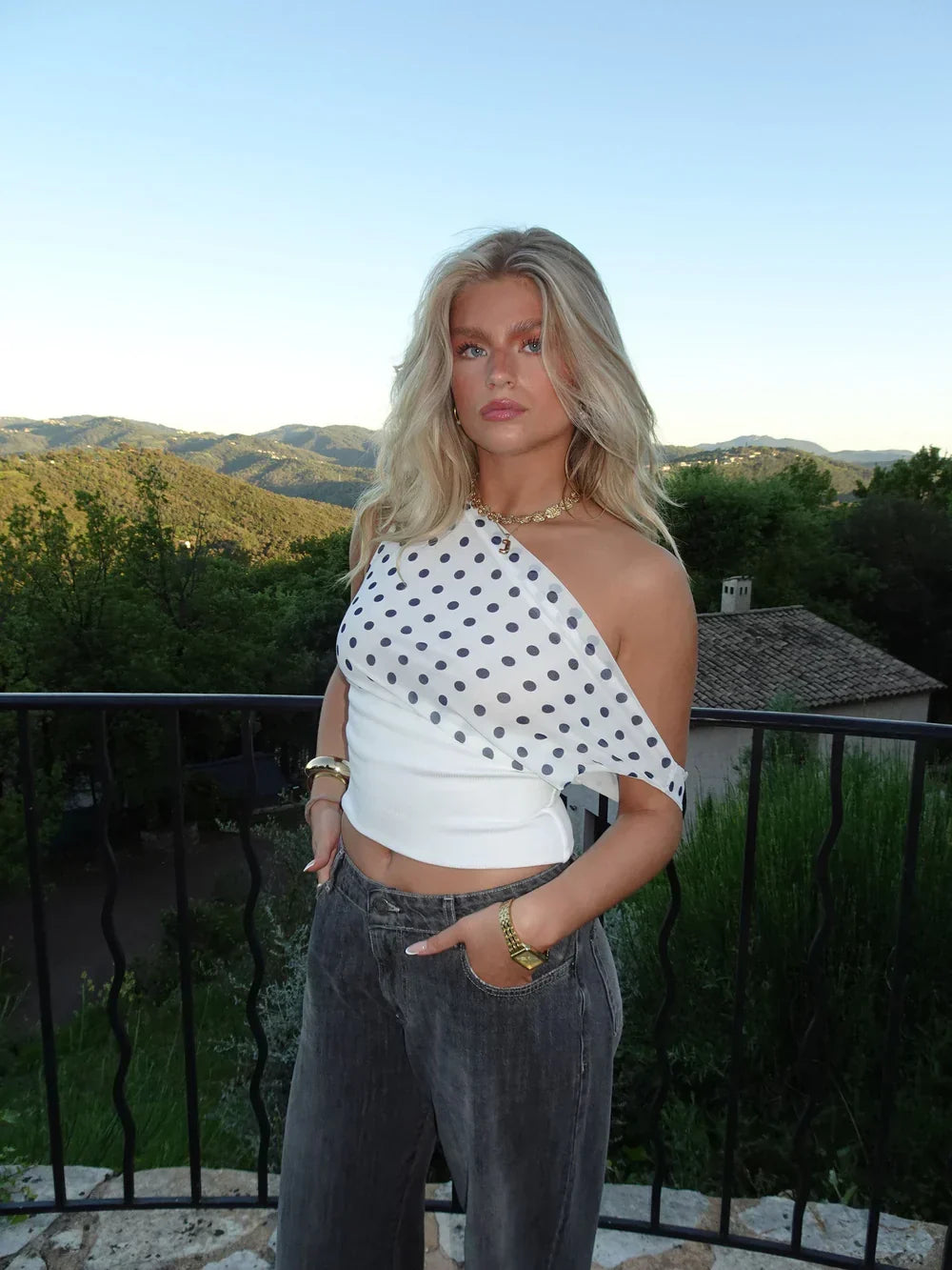 Kimmie polka dotted top