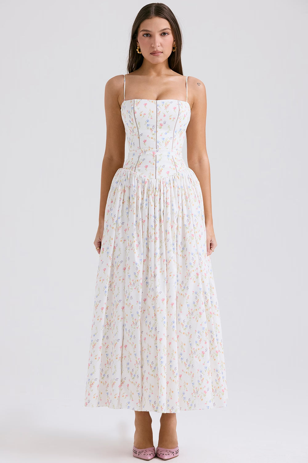 Posy print cotton maxi sundress