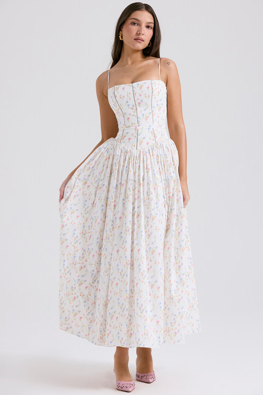 Posy print cotton maxi sundress